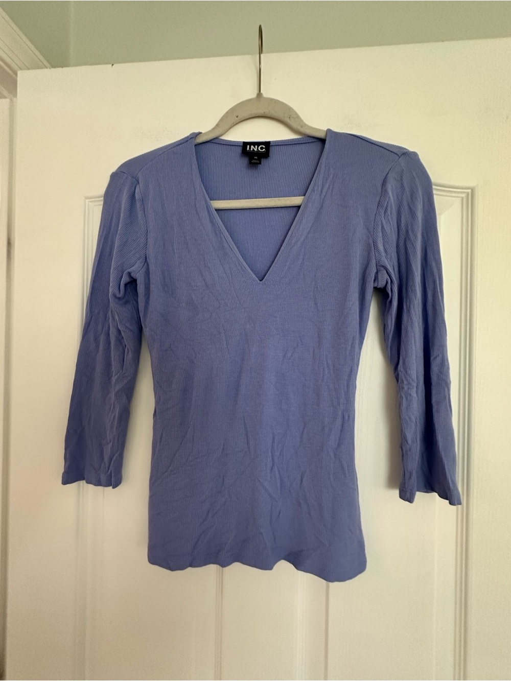 INC International Concepts NWOT Lined Lavender V-Neck Ribbed Long Sleeve Top